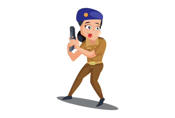 Policía india con arma de servicio  Ilustración