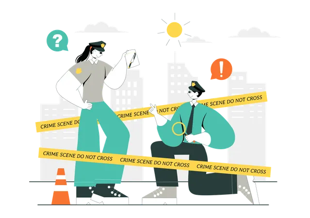 Polícia verifica cena do crime  Ilustração