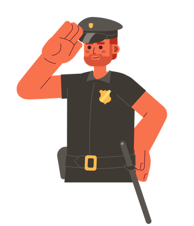 Policial barbudo caucasiano masculino  Ilustração