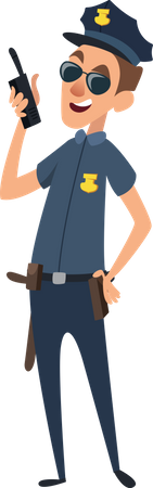 Policial falando no walkie talkie  Ilustração