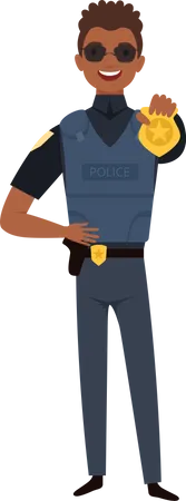 Policial mostrando distintivo  Ilustração