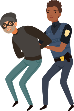 Policial prendendo criminoso  Ilustração