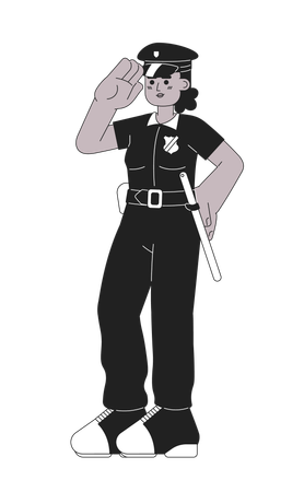 Femme de policier saluant  Illustration