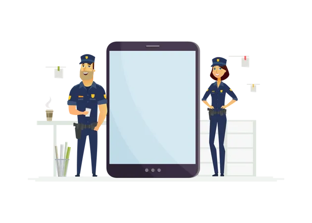 Policiers en service  Illustration