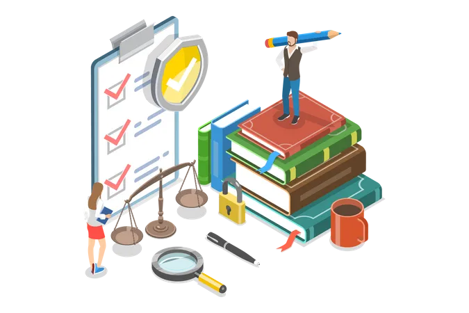 3 D Isometric Flat Vector Conceptual Illustration Of Policies And Procedures Compliance And Policy Management Illustration