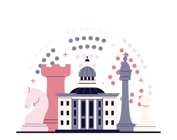 Democratic Political System And Democracy Principle Multi Party System Multiple Political Parties Across The Political Spectrum Run For National Elections Flat Vector Illustration 일러스트레이션