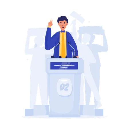Political candidate giving a speech for election campaign  Illustration