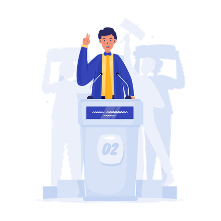 Political candidate giving a speech for election campaign  Illustration