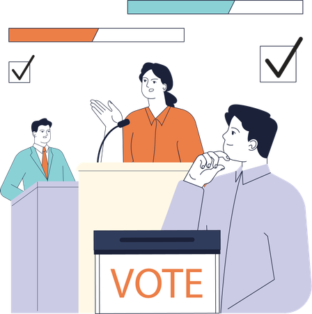 Political candidate giving politic speech  Illustration