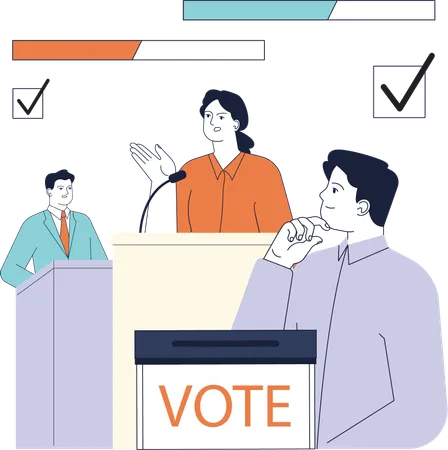 Political candidate giving politic speech  Illustration