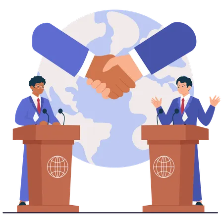政治家間の政治討論と合意  イラスト