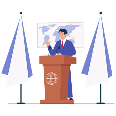 Political Leader Giving Speech  Illustration