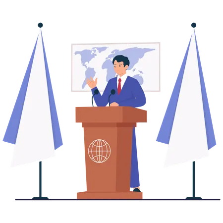 Political Leader Giving Speech  Illustration