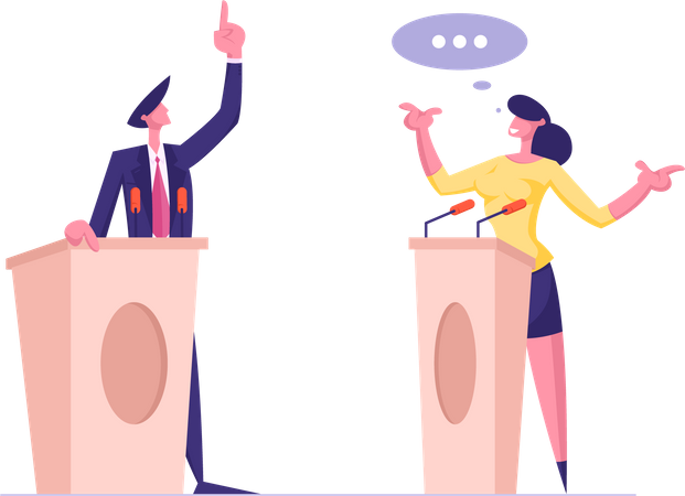 Politically exposed people standing at podium  Illustration