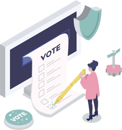 Politician fills out voting form  Illustration