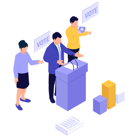 Politician gives Political Campaign Speech  Illustration