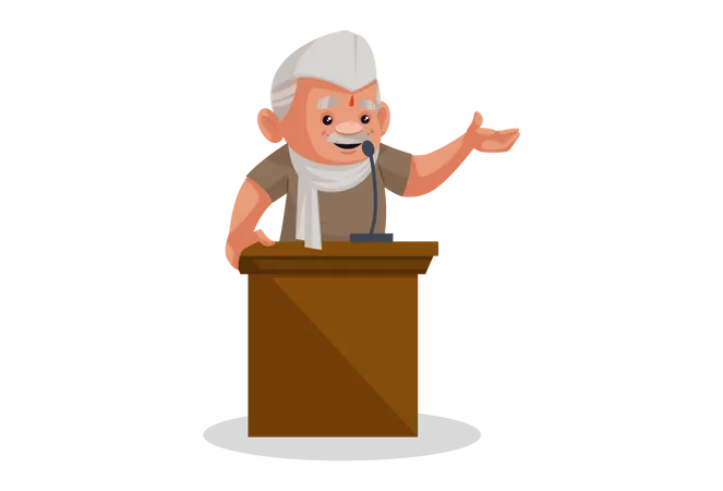 Politician giving a speech on stage Illustration