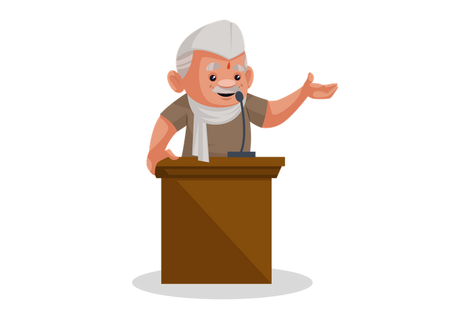 Politician giving a speech on stage  Illustration