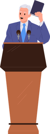 Politician giving speech on podium  Illustration