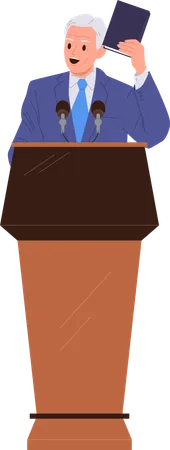 Politician giving speech on podium  Illustration