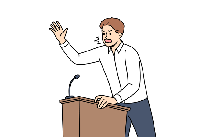 Politician giving speech to people  Illustration