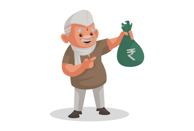 Politician holding a money bag in hand  Illustration