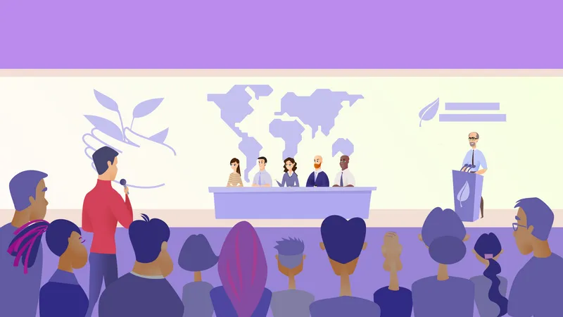Politician panel giving interview  Illustration