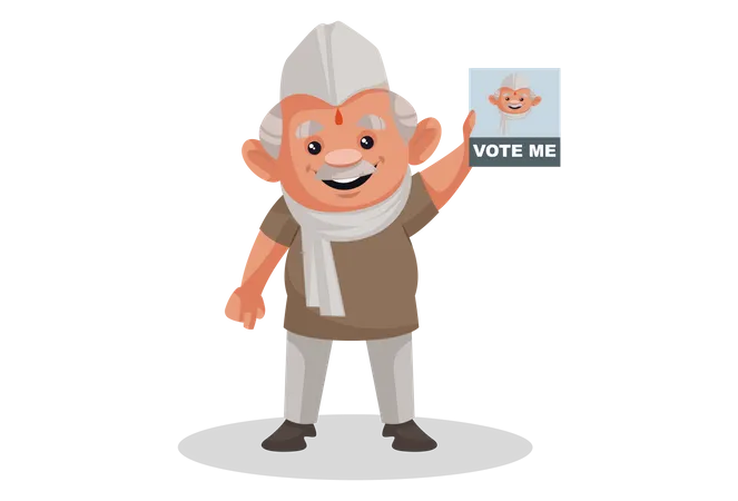 Politician showing the vote me poster  Illustration