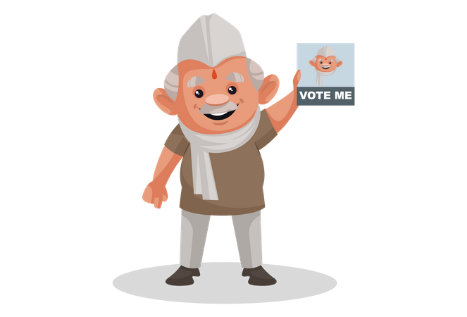 Politician showing the vote me poster  Illustration