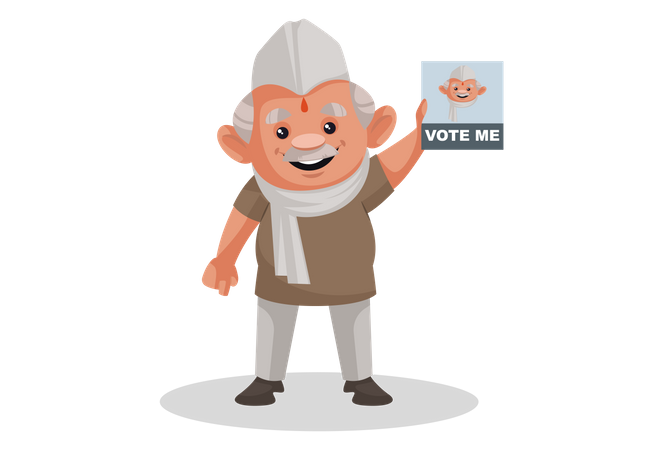 Politician showing the vote me poster  Illustration