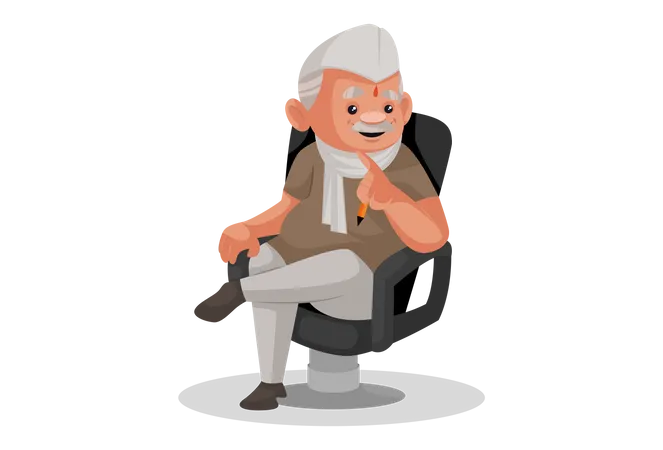 Politician sitting on a chair in the office  イラスト