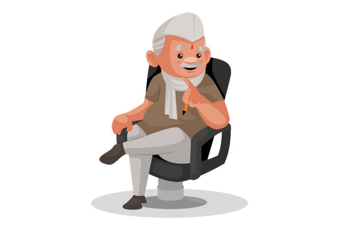 Politician sitting on a chair in the office  Illustration