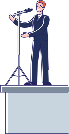 Politician talk standing on podium Illustration