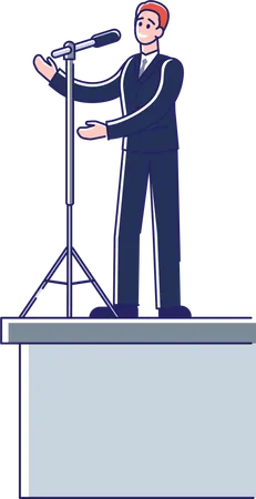 Politician talk standing on podium Illustration