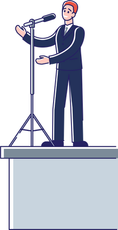 Politician talk standing on podium  Illustration