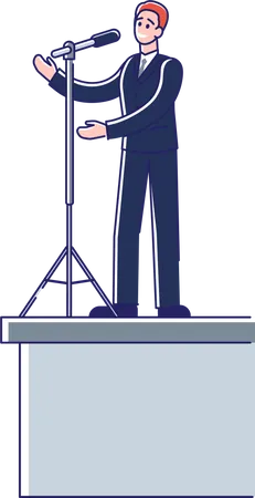 Politician talk standing on podium  Illustration