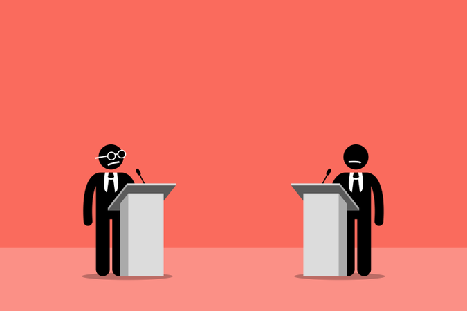 Politicians debating on the stage  Illustration