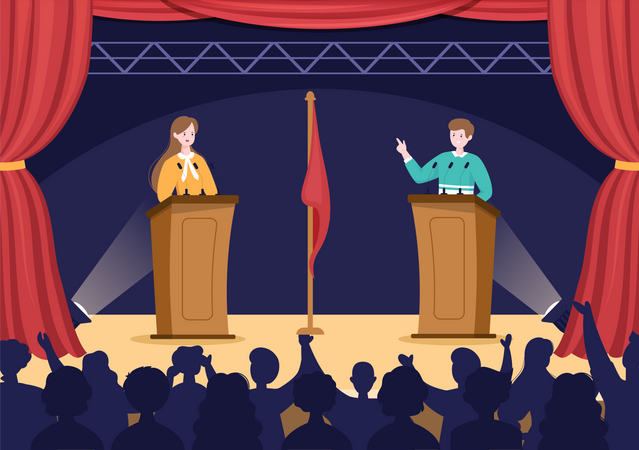 Político fazendo debate  Ilustração