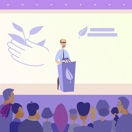 Político masculino dando discurso  Ilustración