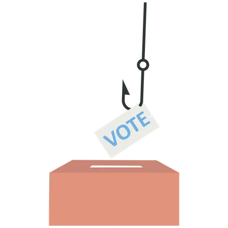 Político usa anzol para pegar boletins de voto em urnas  Ilustração