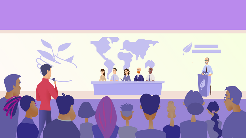 Politikergremium gibt Interview  Illustration