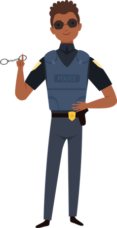 Polizist mit Handschellen  Illustration