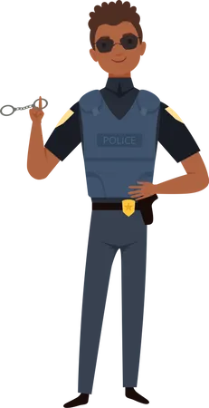 Polizist mit Handschellen  Illustration