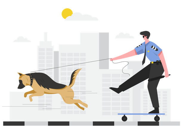 Polizeihundemissionen werden ausgegeben, um verschiedene Aufgaben zu erfüllen  Illustration