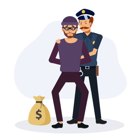 Polizist hat den Räuber gefasst  Illustration