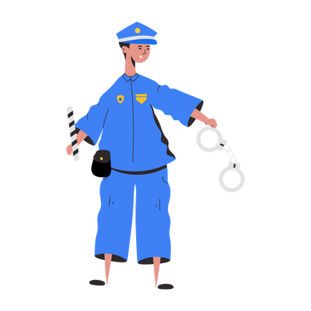 Polizist mit Handschellen  Illustration