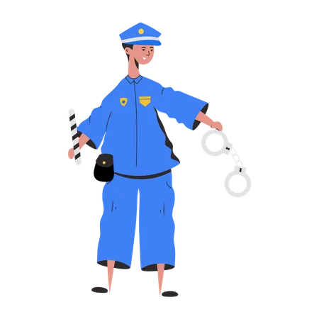 Polizist mit Handschellen  Illustration