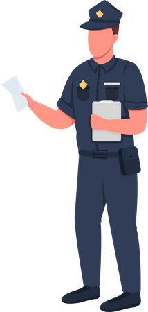 Polizist mit Strafzettel  Illustration