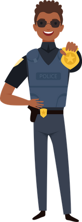 Polizist zeigt Dienstmarke  Illustration