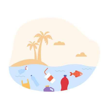 Polluted sea Illustration